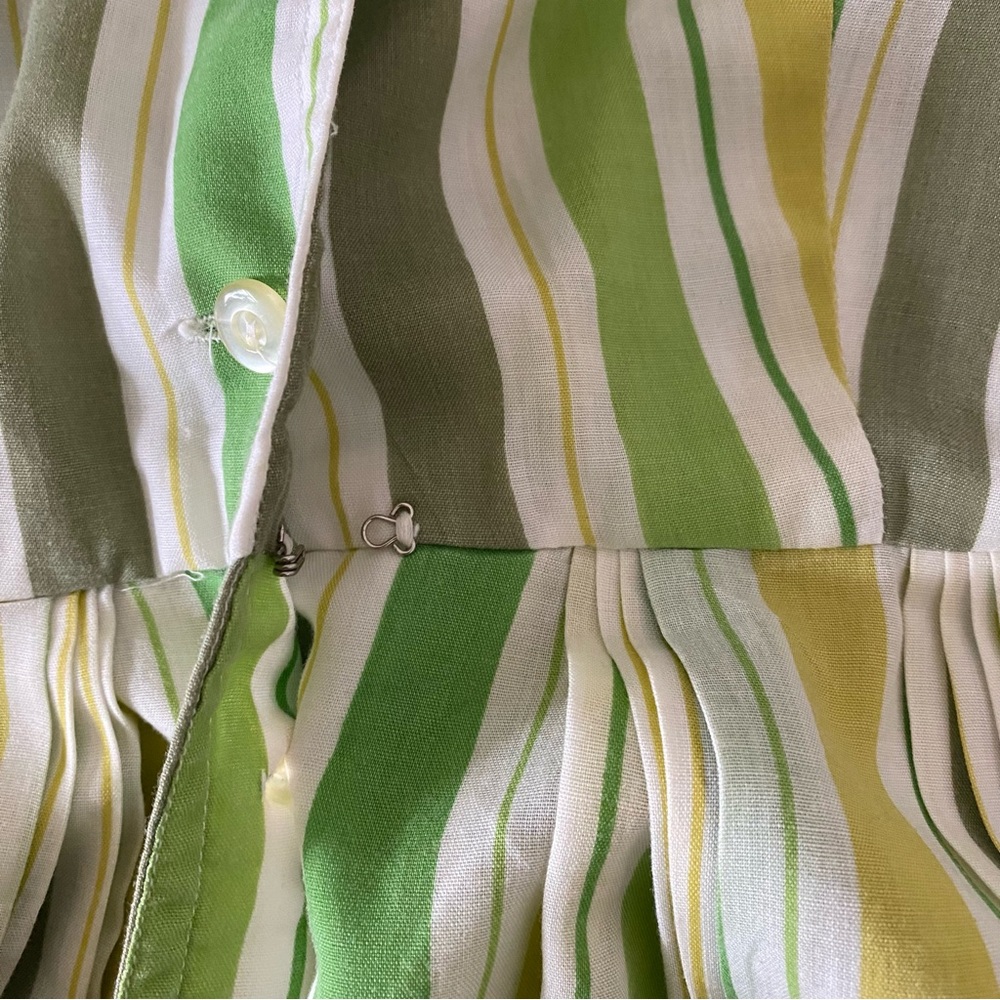 Vintage Green Lemon Candy Stripe Shirt Dress w/ Belt Kenny Classics by Donnkenny - Picture 11 of 13